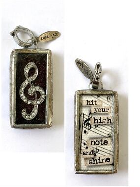 Jewel Kade Treble Clef two sided silver shadowbox large charm pendant